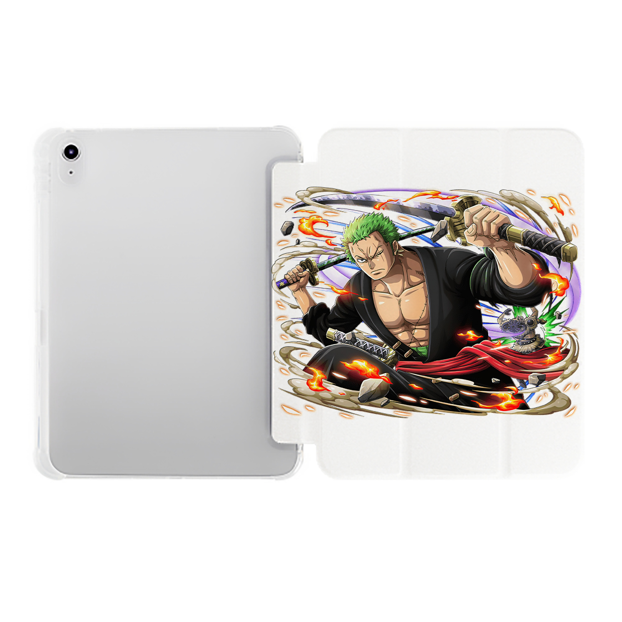 （画像用） ワンピース ロロノア・ゾロ ONE PIECE Roronoa Zoro IPad ケース ペン収納付き 三つ折りスタンド PUレザー×シリコン 対応機種9.5/10.5/10.9インチ